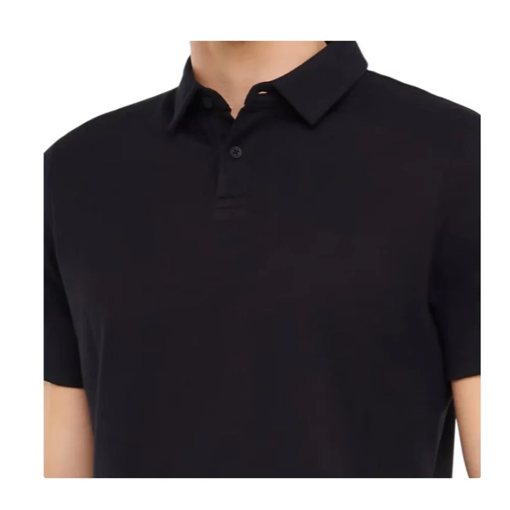 Banana Republic Men's Luxe Polo Shirt, Cotton, Black Size XL